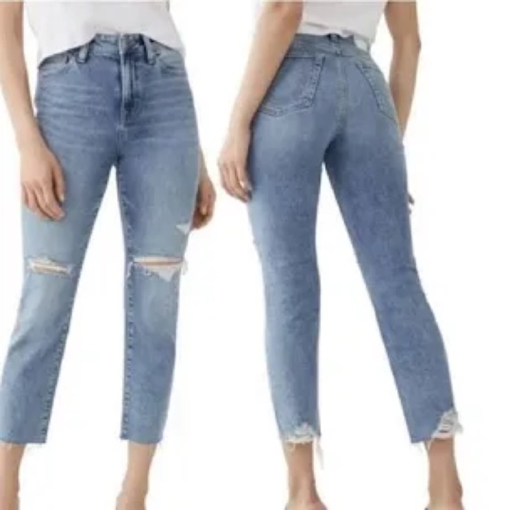 True Religion Starr distressed mid rise cropped straight denim jeans size 28 y2k